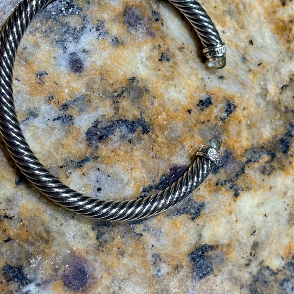 David Yurman Classic Sterling Silver w/Prasiolite Diamonds 5mm.Authentic EUC M - Picture 8 of 15